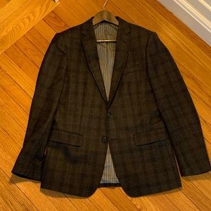 Banana Republic sport coat black/grey Subtle glen plaid pattern 100% wool